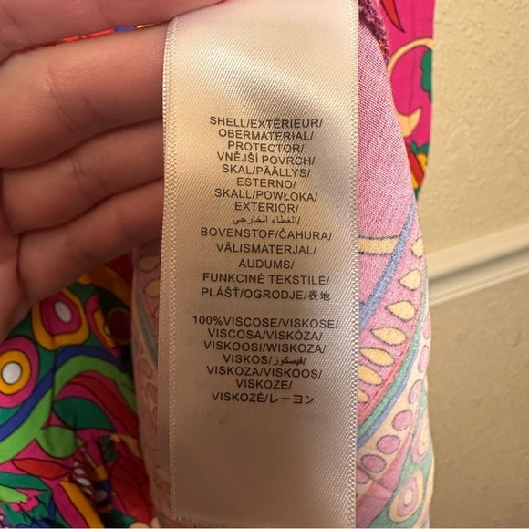 Adrianna Papell Long Sleeve Retro Printed A Line Dress In Pink Multi Size 8 NWT - Picture 13 of 16